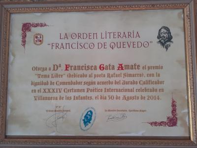 XXXIV Certamen Poético Internacional Villanueva de los Infantes, 30 agosto de 2014.